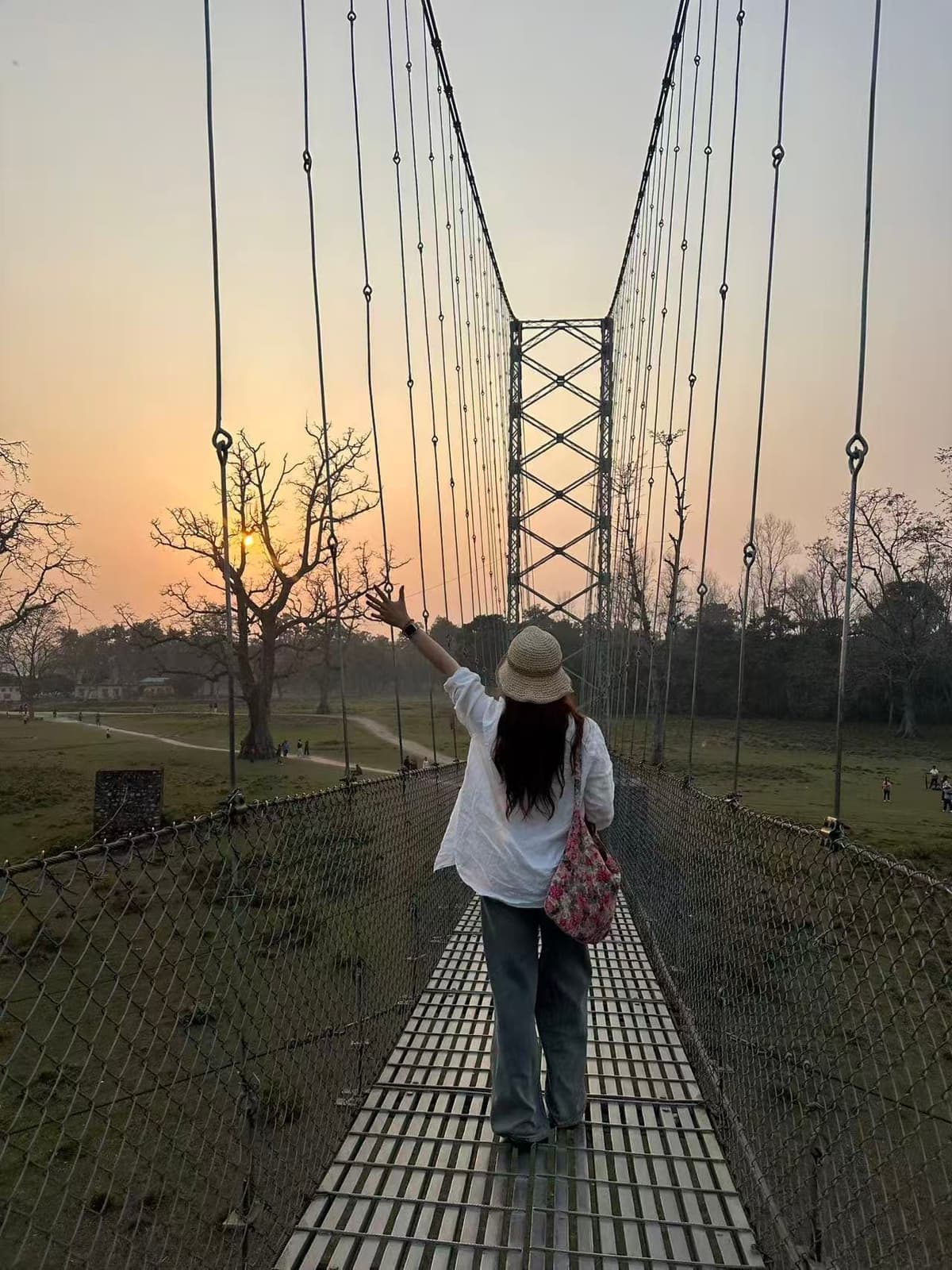 Sunset over the hanging bridge